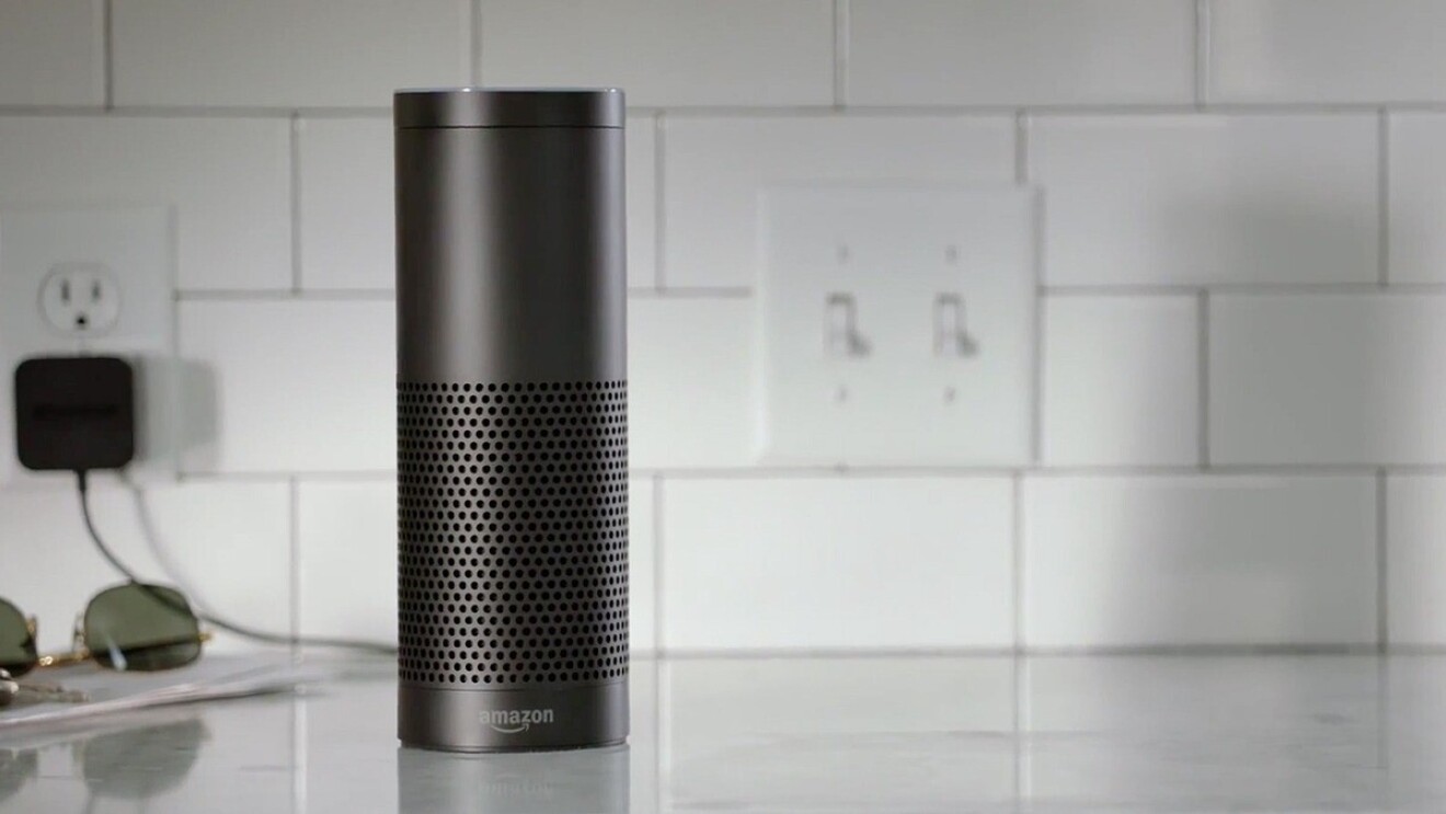 Amazon Echo device in kitchen setting