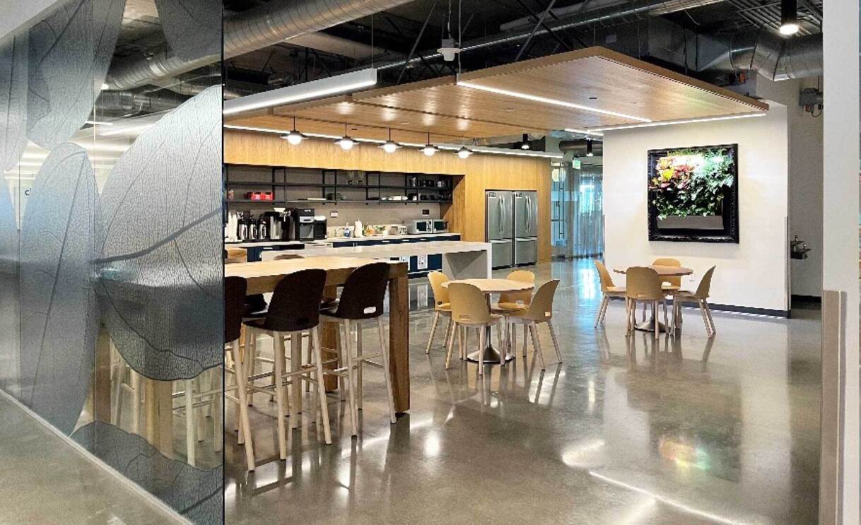 An image of a kitchen area at the Amazon office