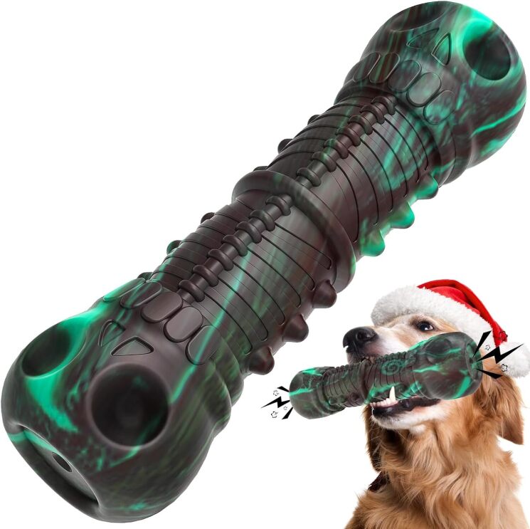 Image of destructible dog toy, with dog