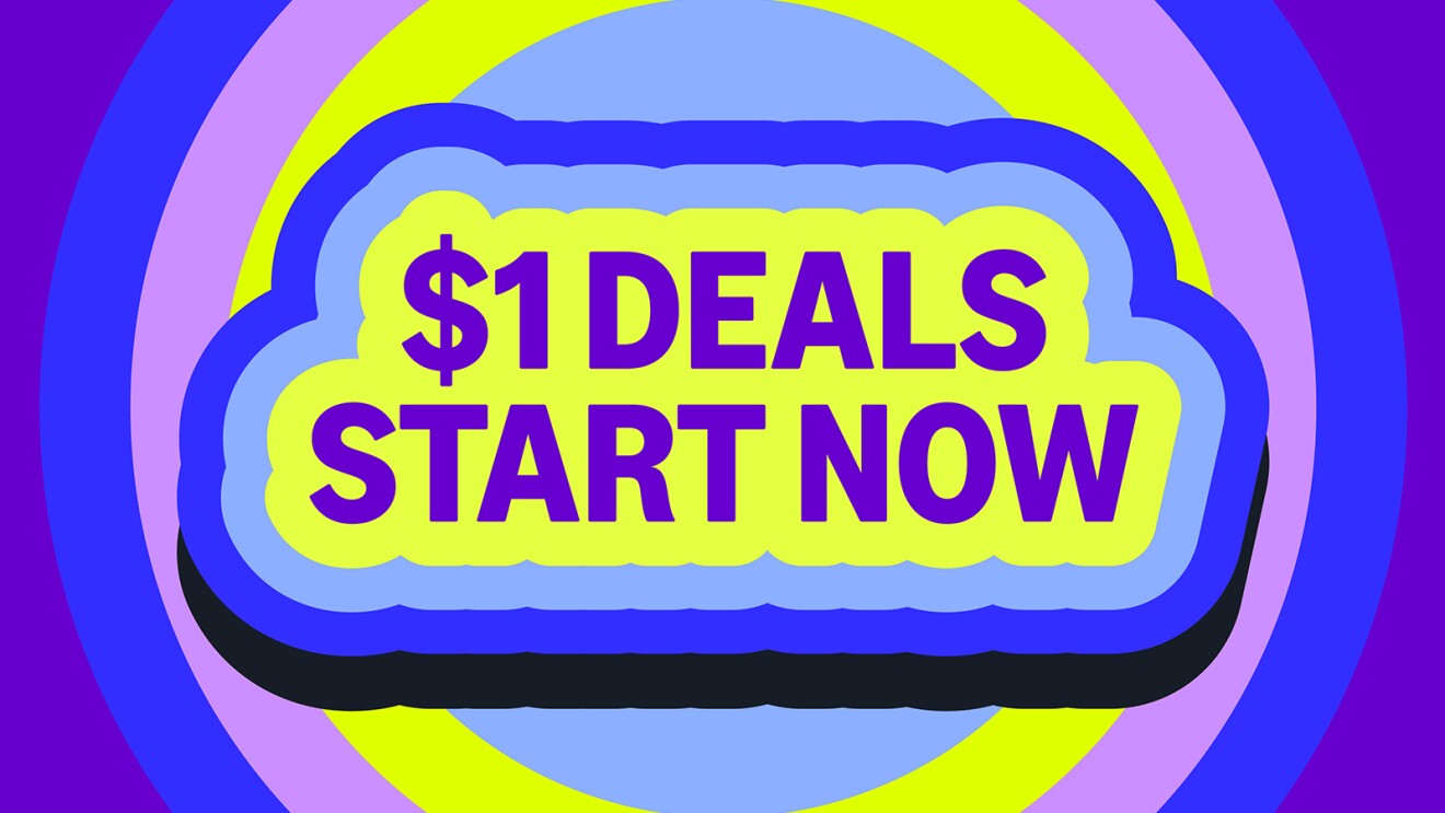 Vibrant promotional Amazon Haul graphic: $1 DEALS START NOW in bold purple text