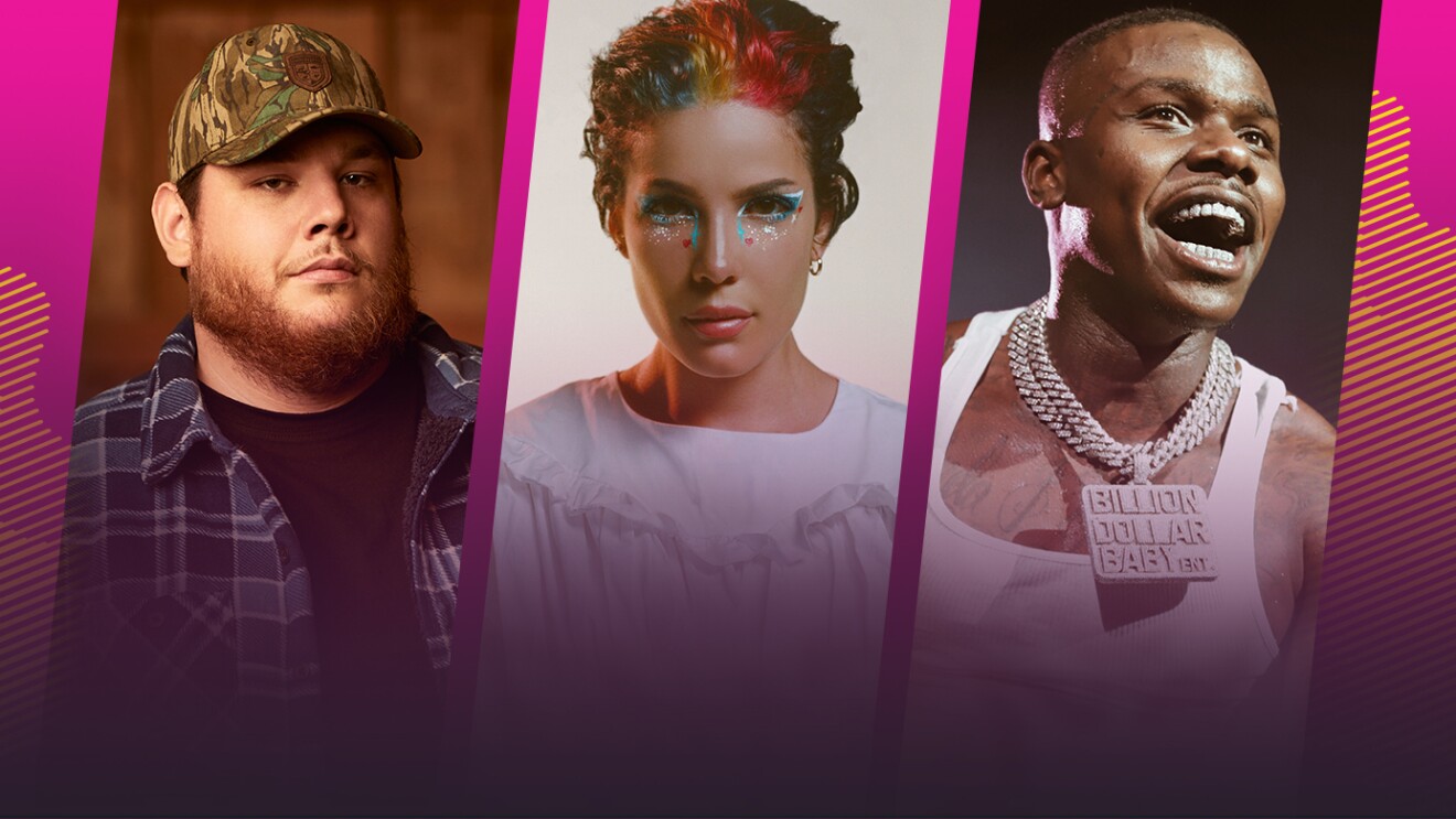 三大音乐明星的形象,出现在亚马逊的音乐。