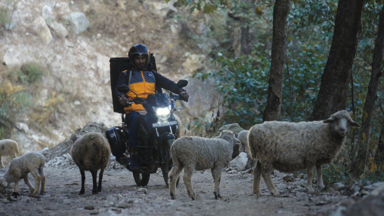 Delivering safely 4,500 sqft above sea level, for customers in the Himalayan ashram in Uttarkashi