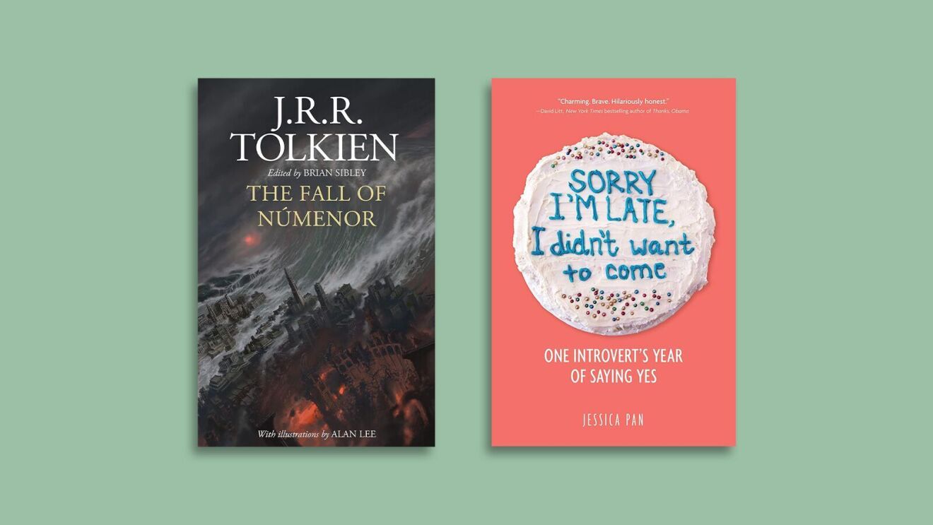 An image of book covers on a green background.