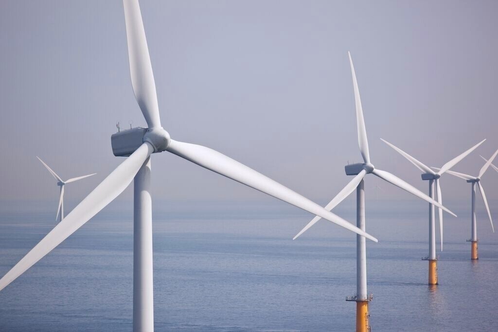 Photo of Amazon-Shell HKN Offshore Wind Project wind turbines at sea