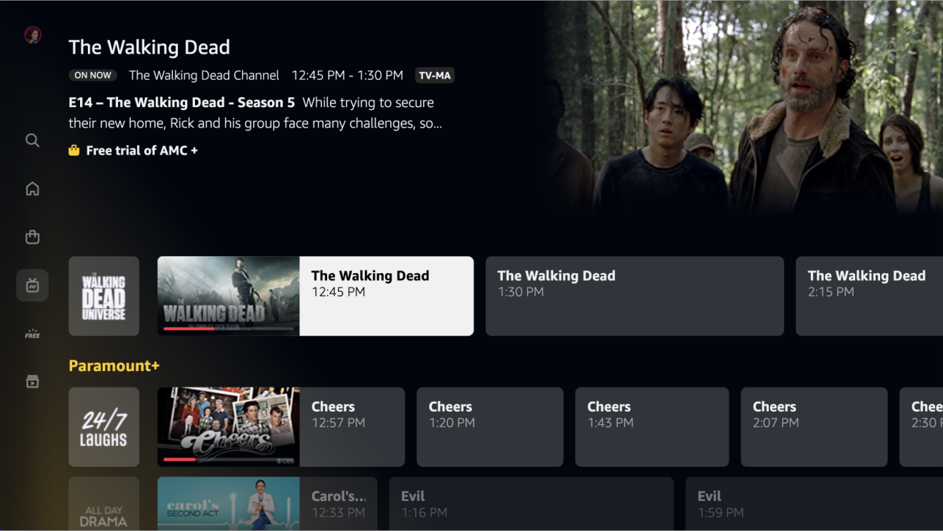 Images of screenshots from the new Prime Video app.