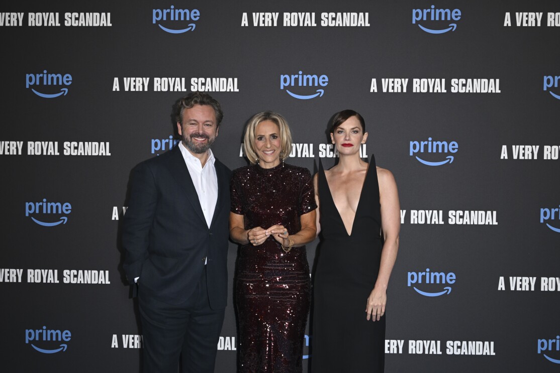 Michael Sheen, Emily Maitlis and Ruth Wilson at the A Very Royal Scandal, UK special Screening