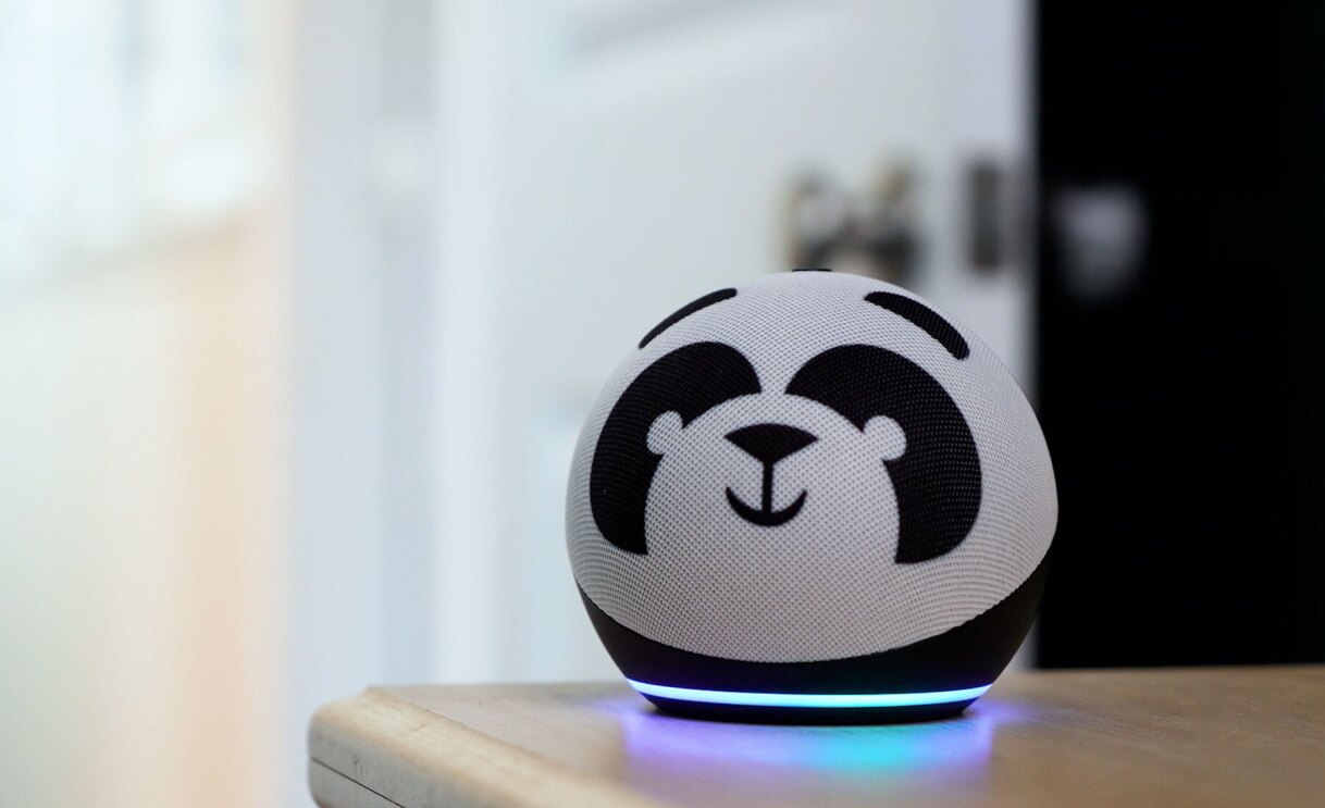 An image of a panda themed Amazon Echo Kids.
