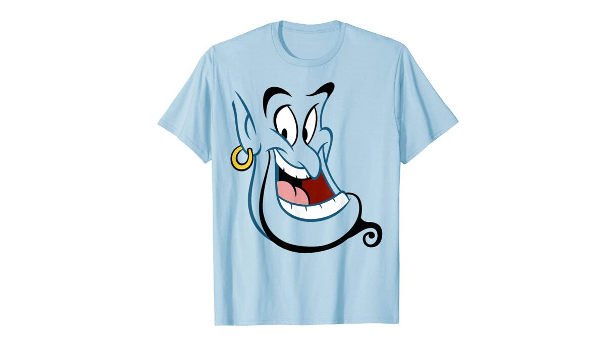 the product image for blue a t shirt with the Disney Genie face on it