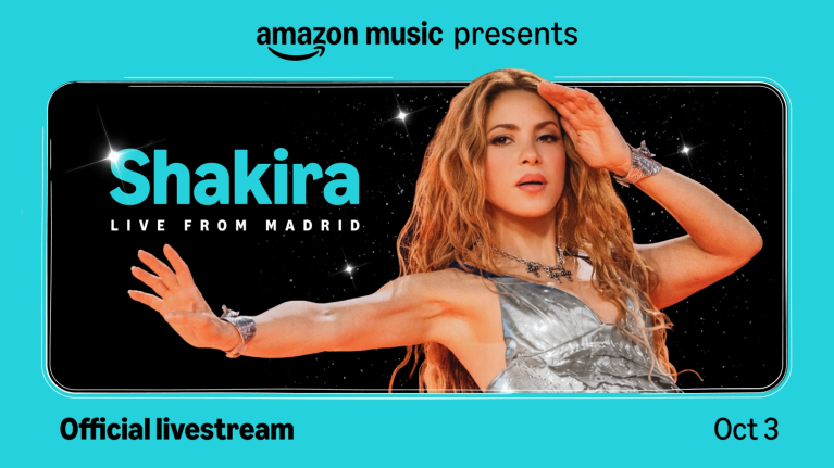 Shakira livestream on Amazon Music live from Madrid promotional poster