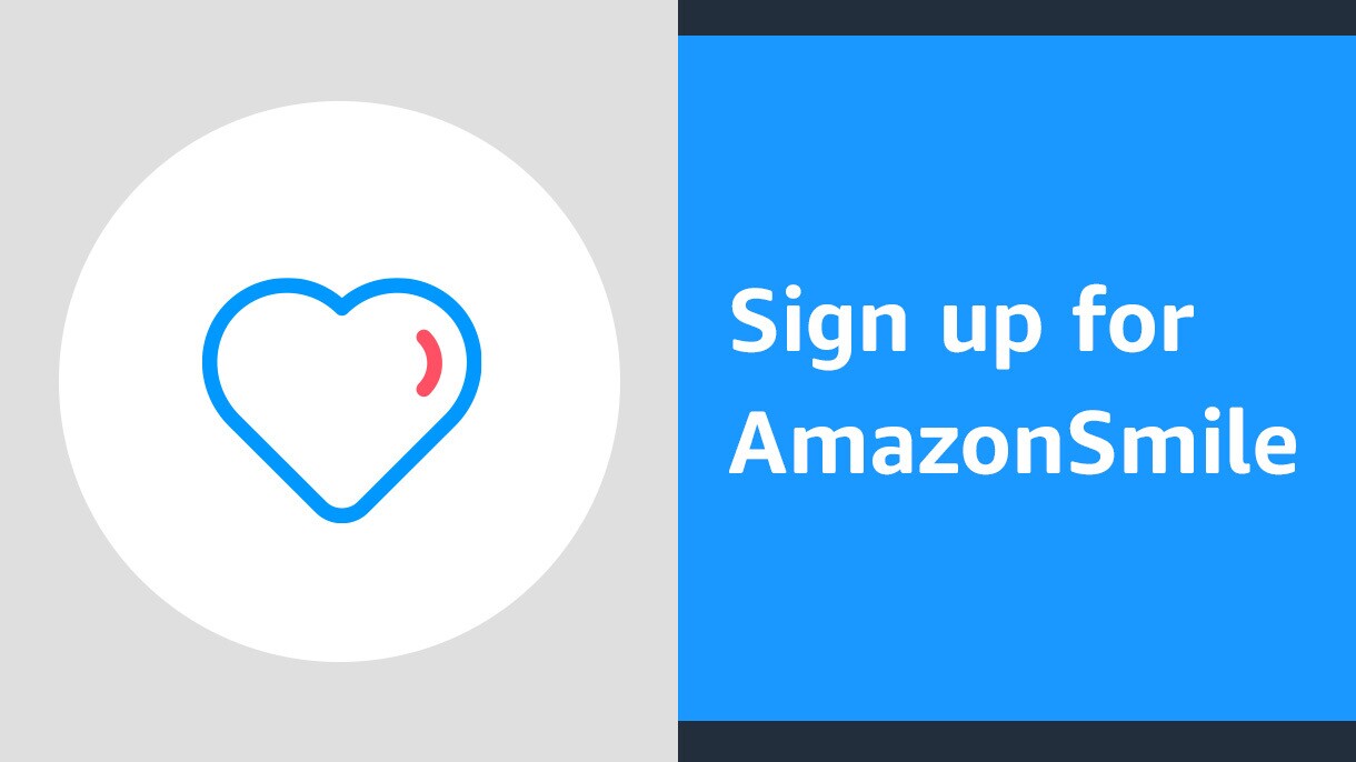 一幅心形的插图,上面写着“注册亚马逊微笑”。