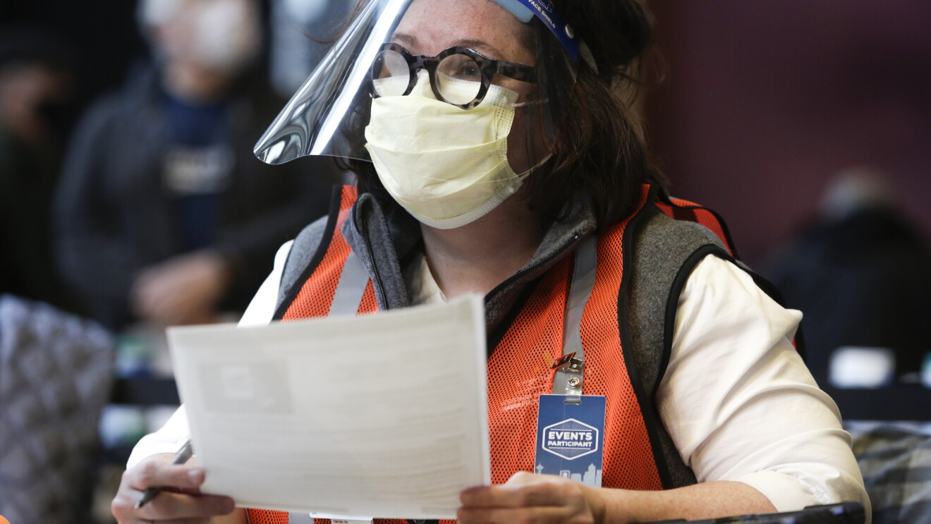 A COVID-19 vaccine clinic hosted on Amazon's Seattle headquarters