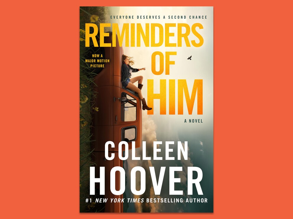 Book cover of 'Reminders of Him' by Colleen Hoover featuring a woman on a van available on Amazon