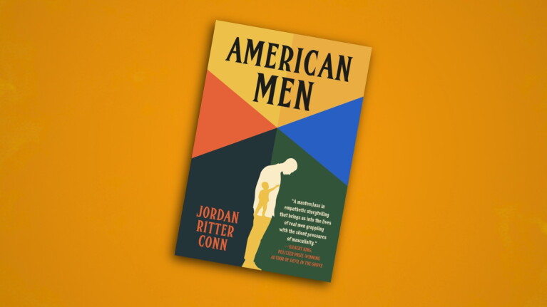 American Men book cover with abstract colored sections in yellow, coral, blue, and green, displaying author name Jordan Ritter Conn