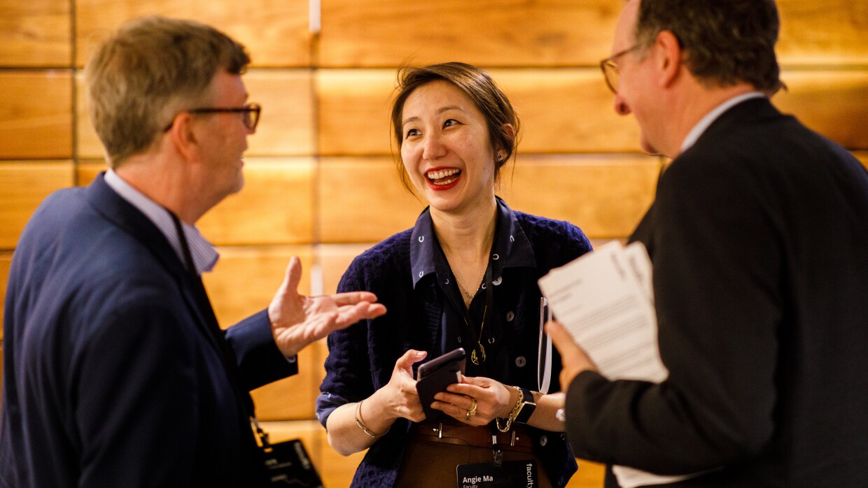 Angie Ma with two colleages smiling