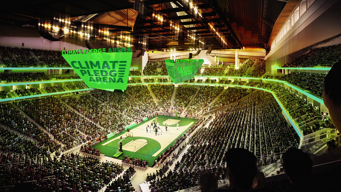Rendering of the new Climate Pledge Arena in Seattle, Washington