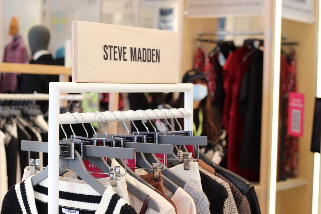 A display of Steve Madden clothing in the Amazon Style store.