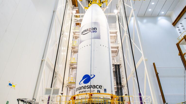 Amazon Leo satellite inside Arianespace rocket fairing