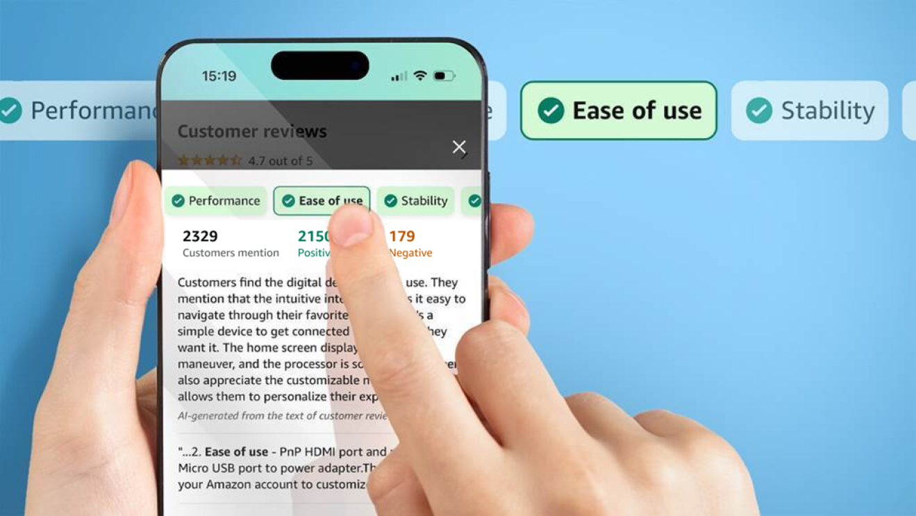 Someone is reading through a review on mobile.
