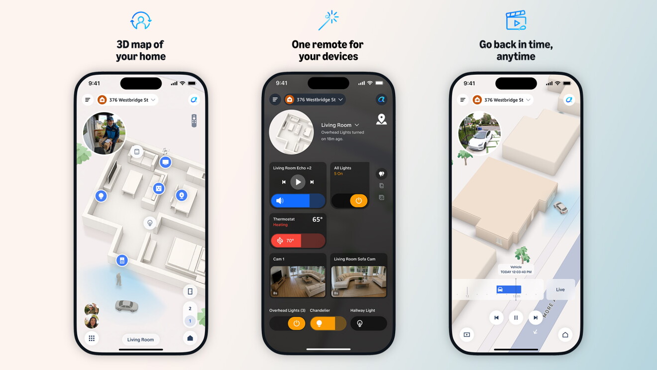 The Alexa Home Map viewed on three mobile devices.