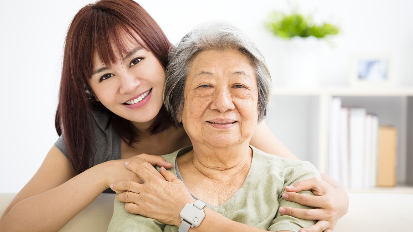 Customer using a product that helps them stay connected with loved ones