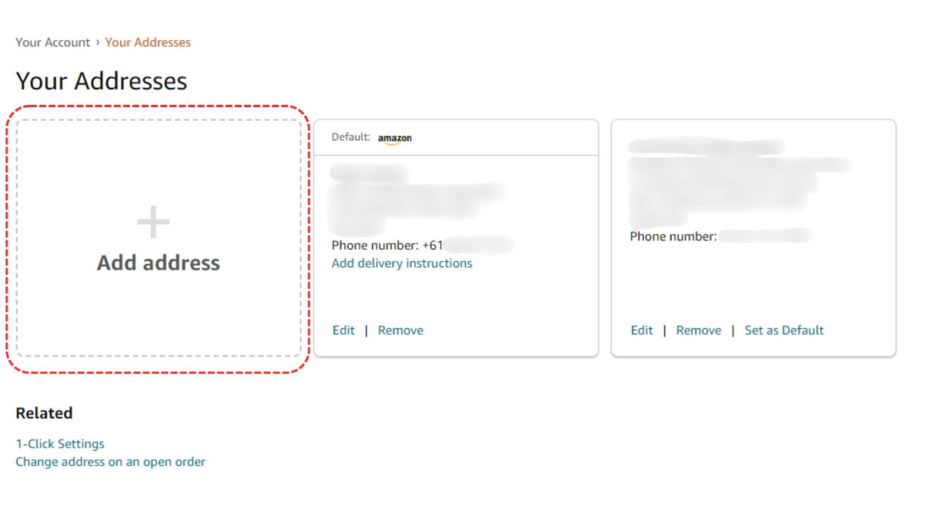 Add address on Amazon.com.au Desktop