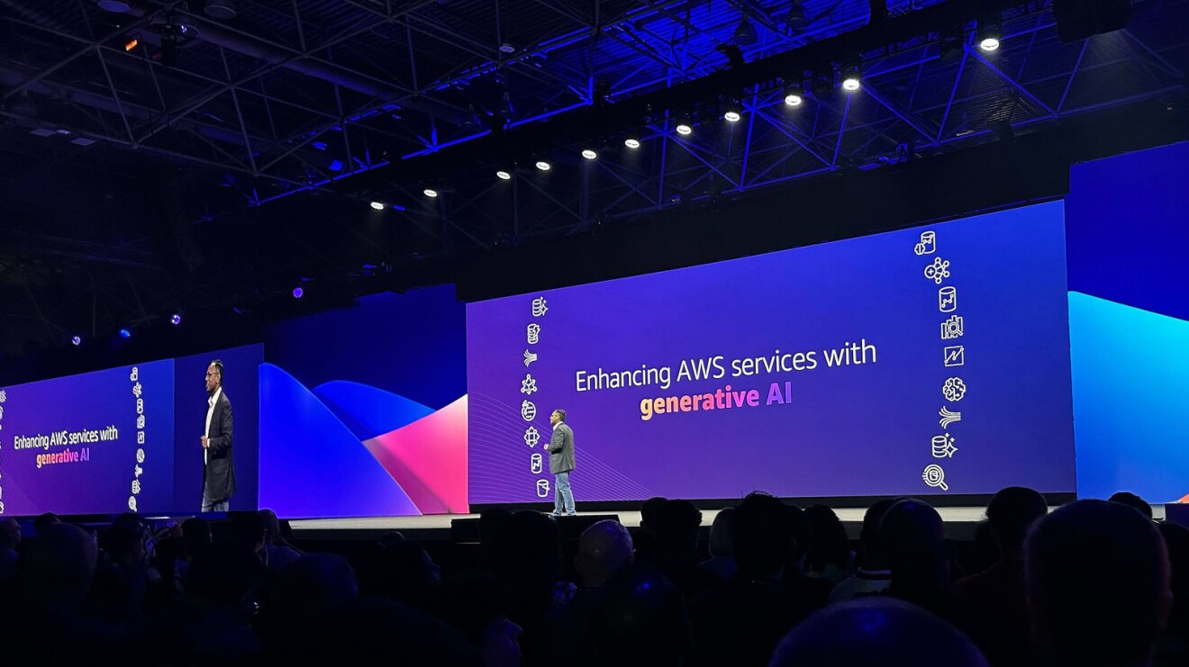 A photo of Swami Sivasubramanian speaking on stage at AWS New York Summit