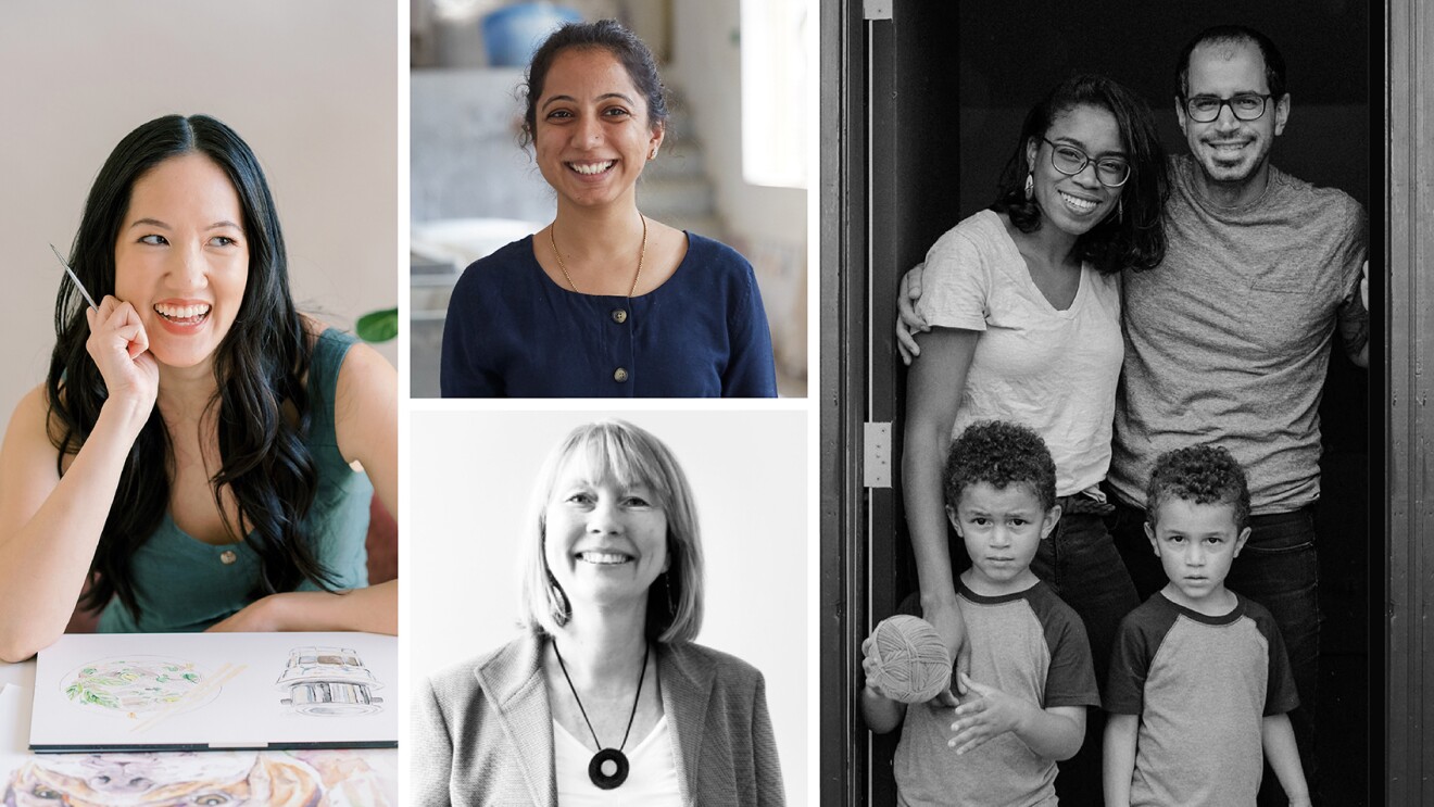 一幅展示各种亚马逊手工制作者肖像的拼贴画。