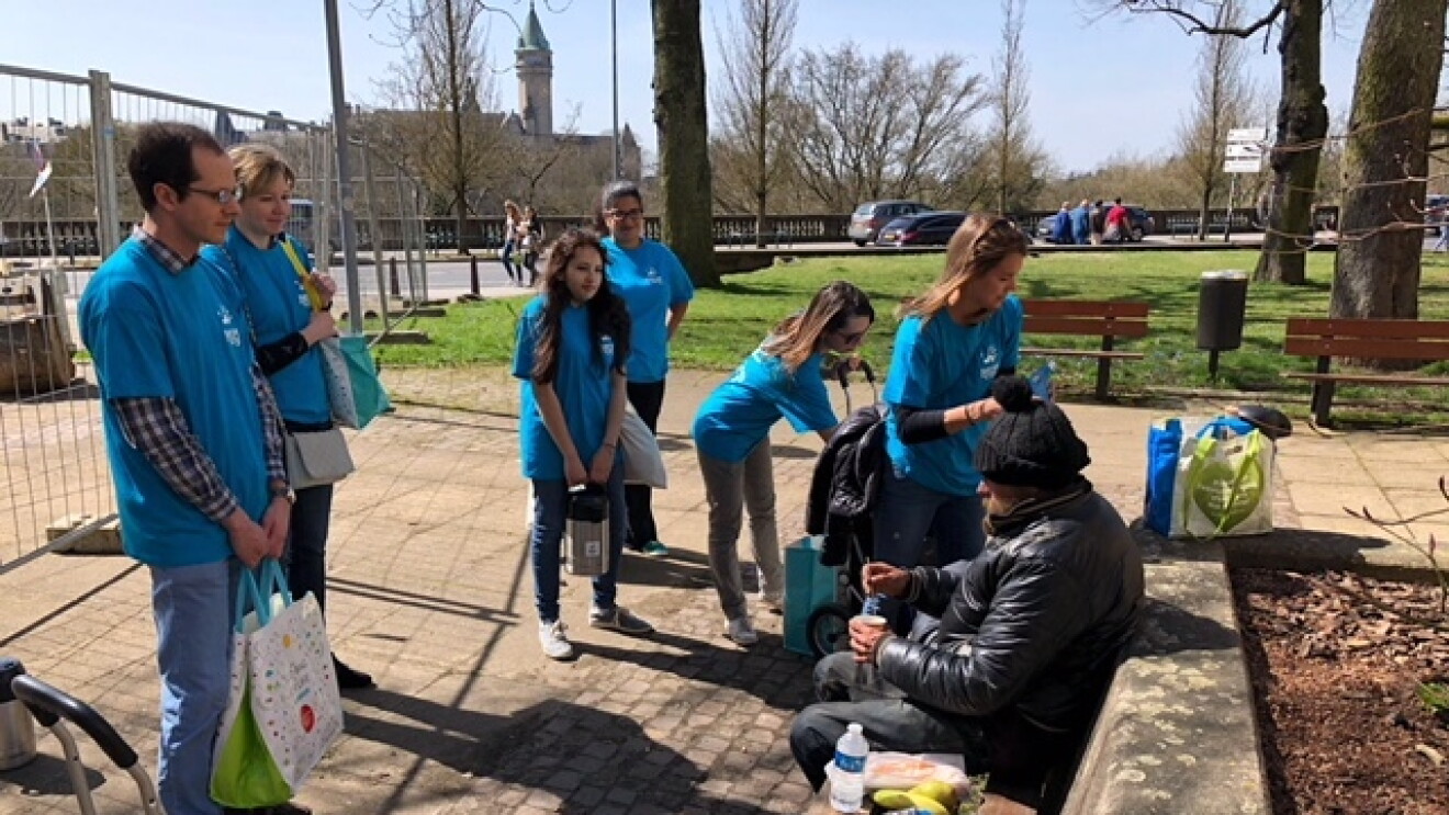 Amazonians sharing food with the homeless residents of Luxembourg