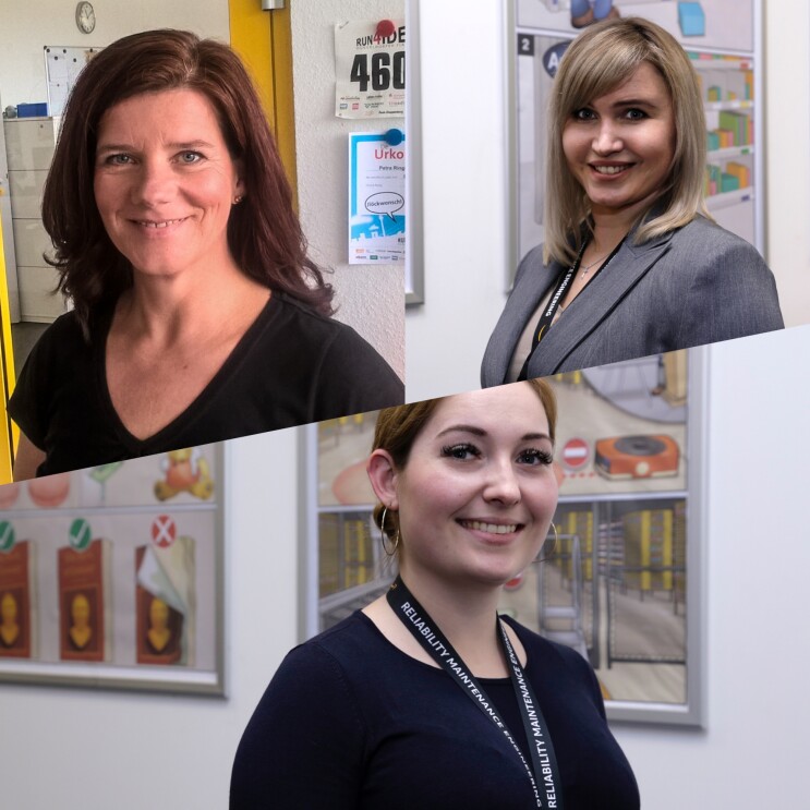 3 junge Frauen in einer Foto-Collage, jeweils im Profil