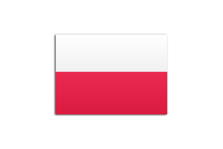 Flat flag of Poland on white background