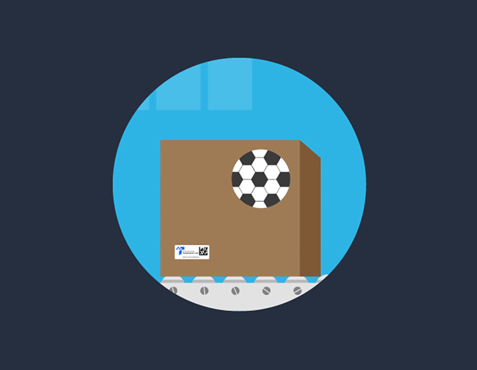 An illustrated image, part of a 4-part series showing how Amazon Transparency works.