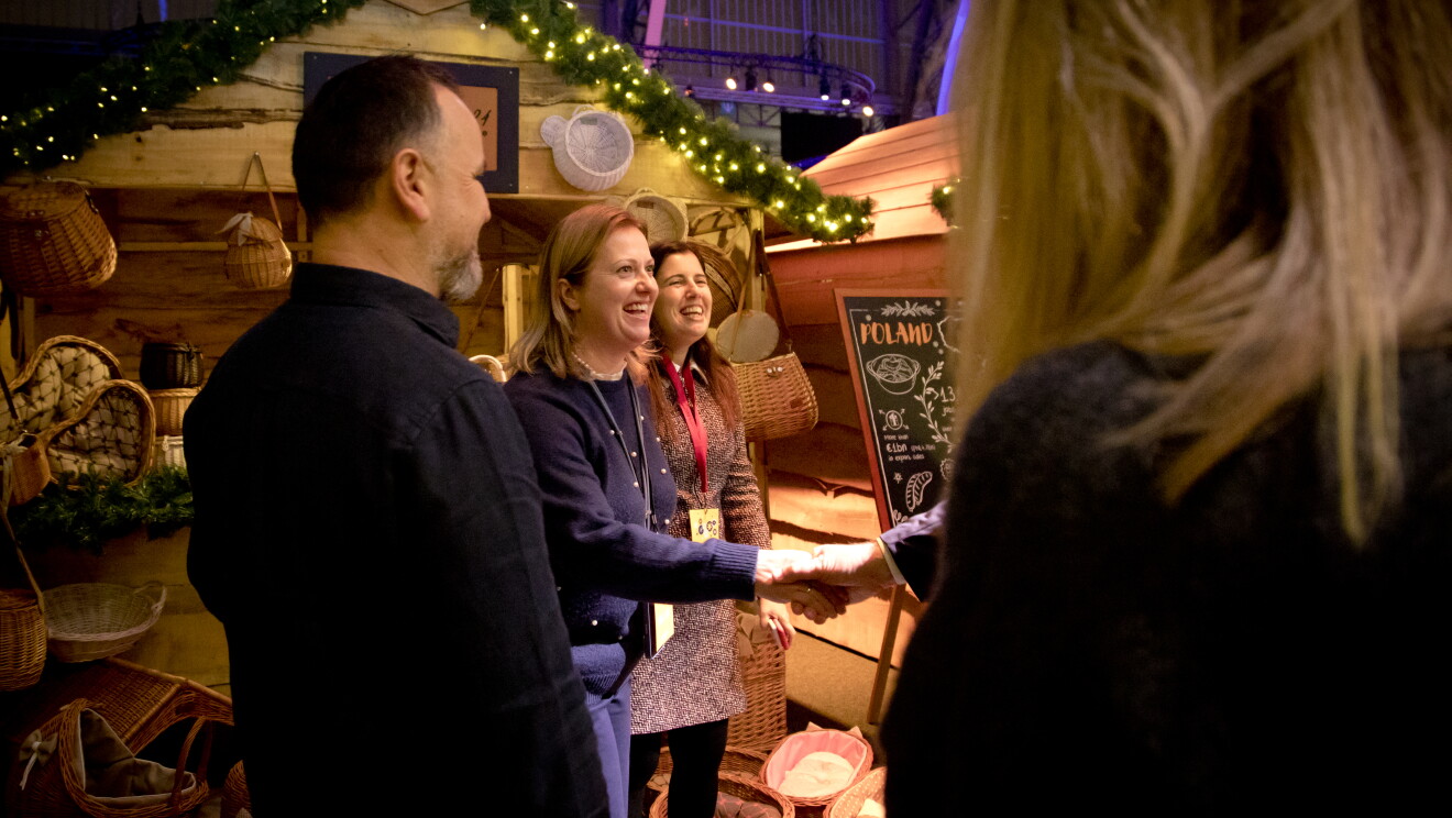Attendees at Amazon's Christmas market