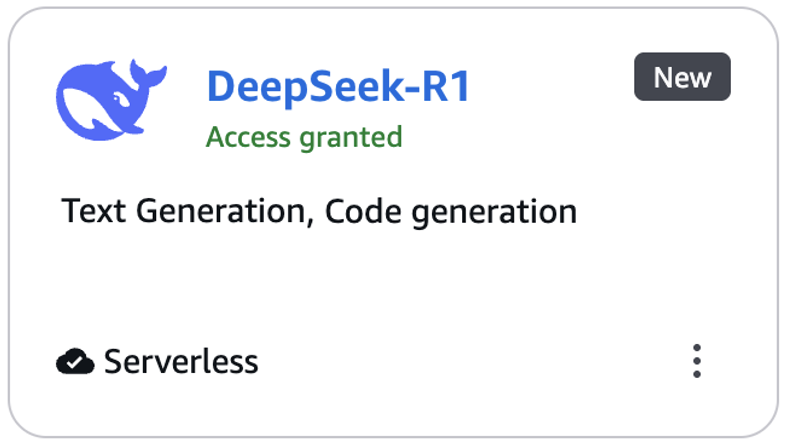 DeepSeek-R1 logo with access granted message for text and code generation.