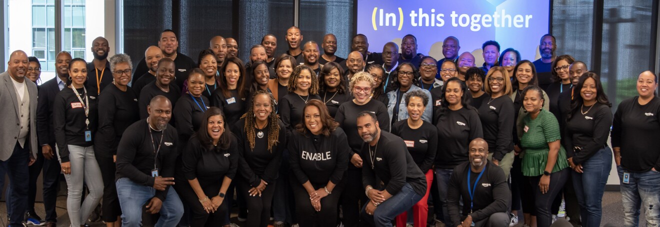 A photo of a group of directors across Amazon and AWS for development, mentorship, and networking at the ENABLE Summit.