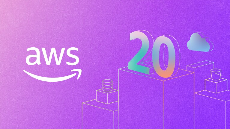 Illustration that states, "AWS 20"