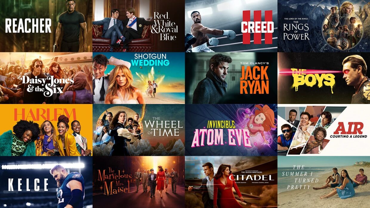 A collage of art feature Amazon Original movies and shows