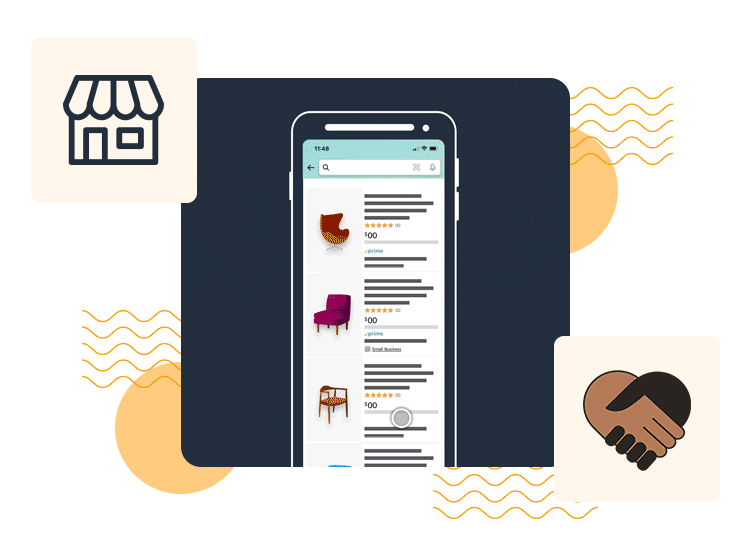 An image showing ways to support small businesses in Amazon’s store.