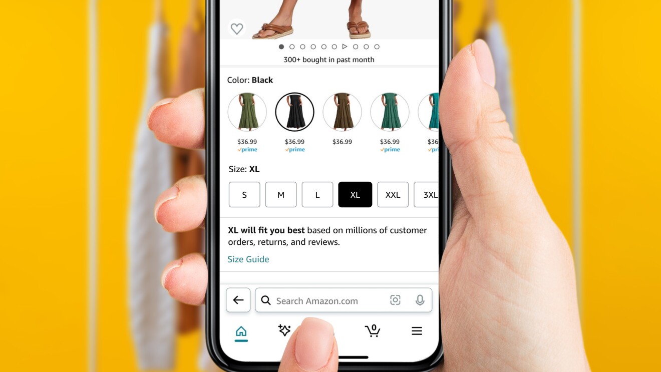 Customers using AI to find the best fit when shopping for Amazon Fashion.