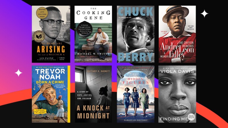 Black is Remarkable campaign background with eight assorted book covers.