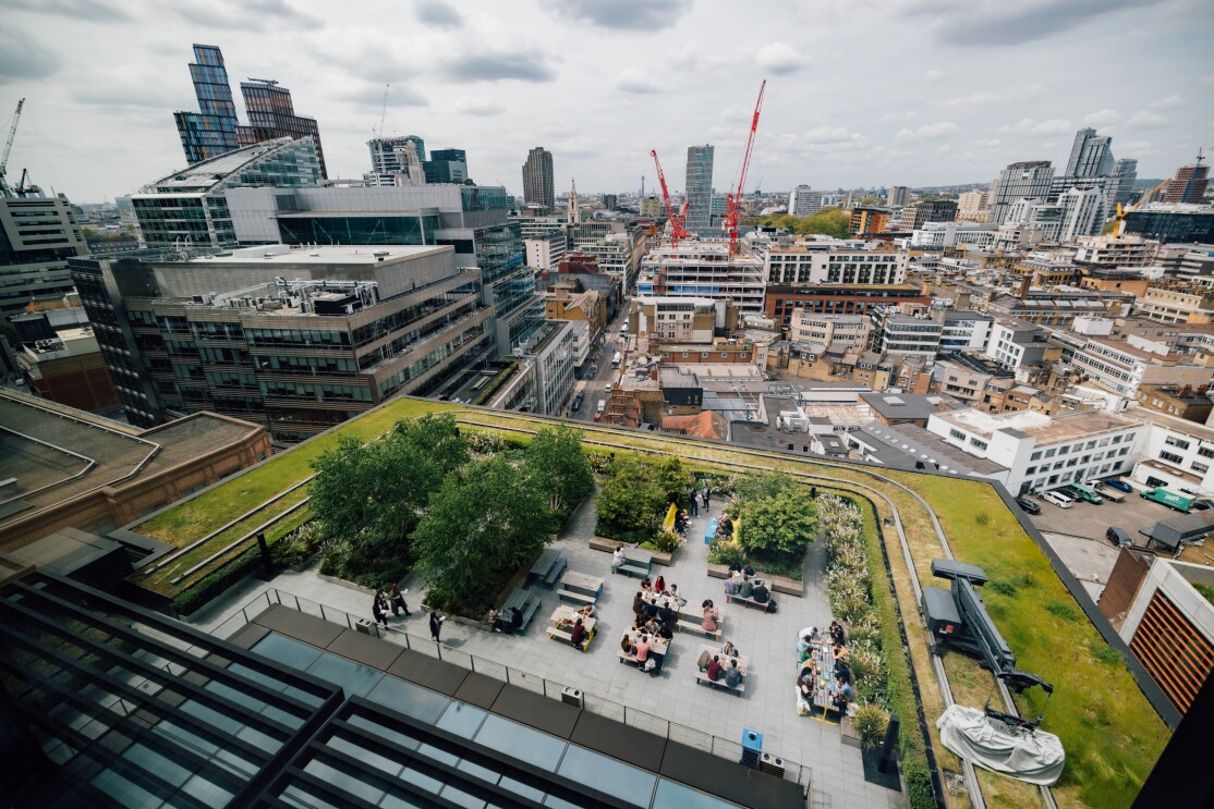 The roof terrace of Amazon's London office, LHR16
