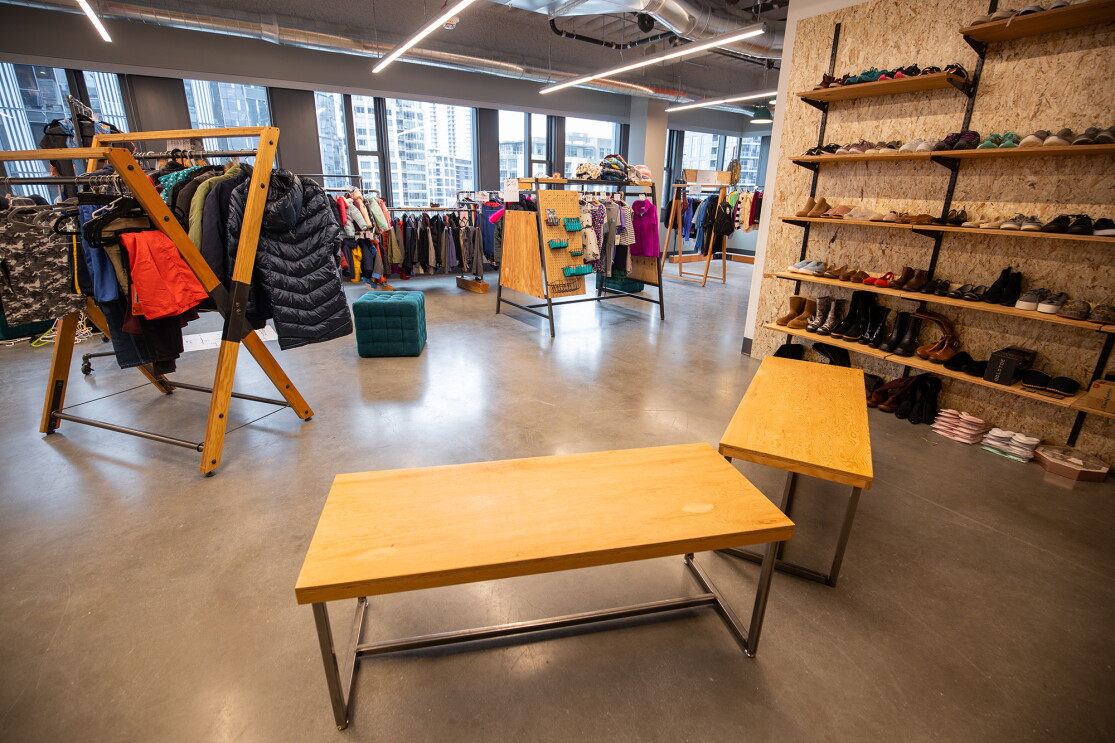 Interior view at the new Mary's Place shelter in The Regrade neighborhood of Seattle.