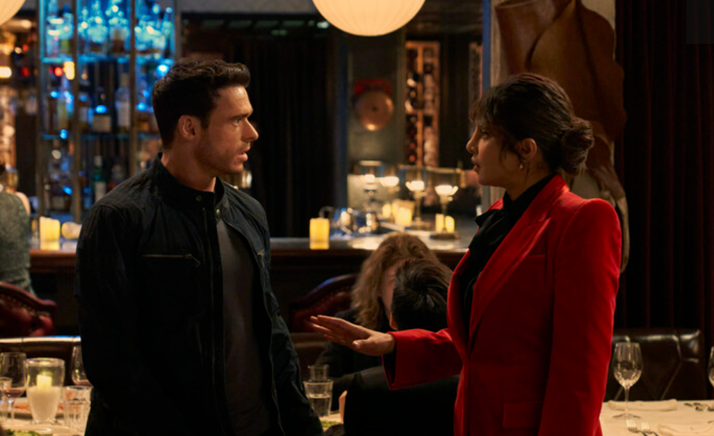 Richard Madden as Mason Kane and Priyanka Chopra as Nadia Sinh in Citadel