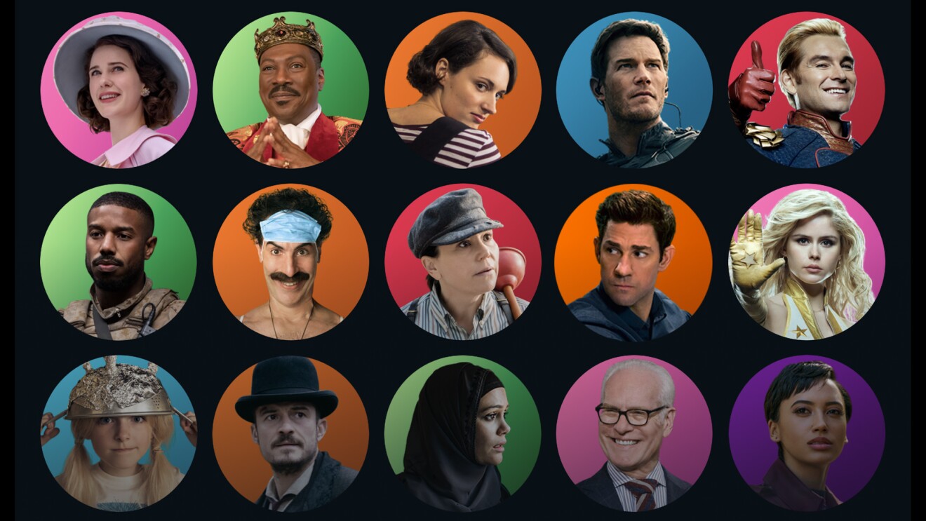 黑色图形小的圆形图片显示不同'视频原始字符显示的大头照。