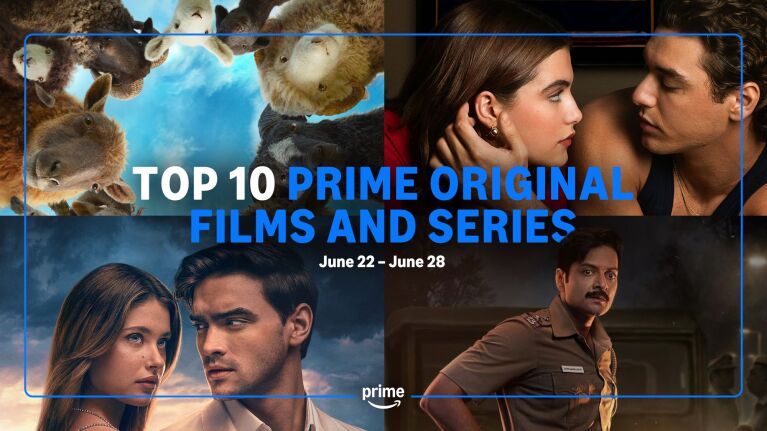 Prime Video promo showcasing top 10 original content for the week of June 22-28, with collage of four different scenes from streaming titles
