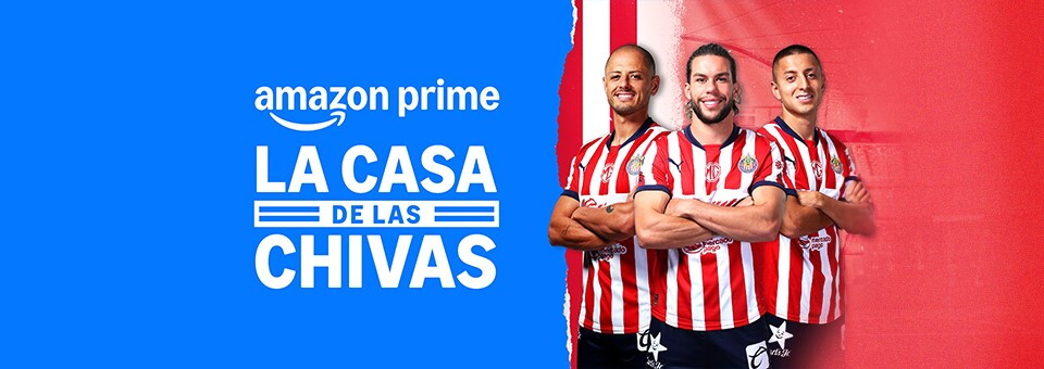 La casa de las Chivas: foto de promoción con Amazon Prime y jugadores de futbol. 