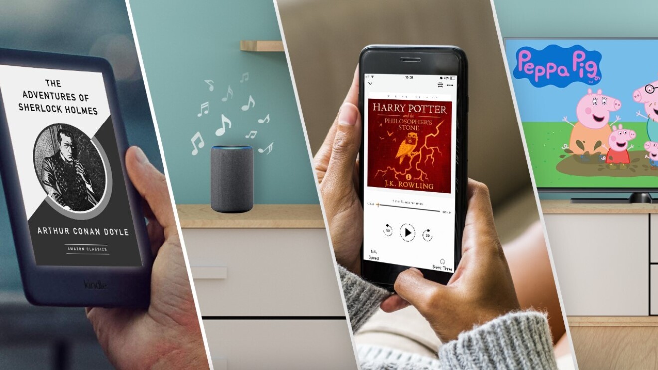 Colourful banner of all Amazon devices and content available