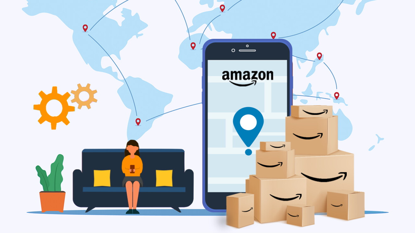 Infografía con una persona con el pelo largo sentada en un sofá con el teléfono en las manos. De fondo un mapa del mundo. UN teléfono tamaño grande con unas cajas al lado también gigantes. 