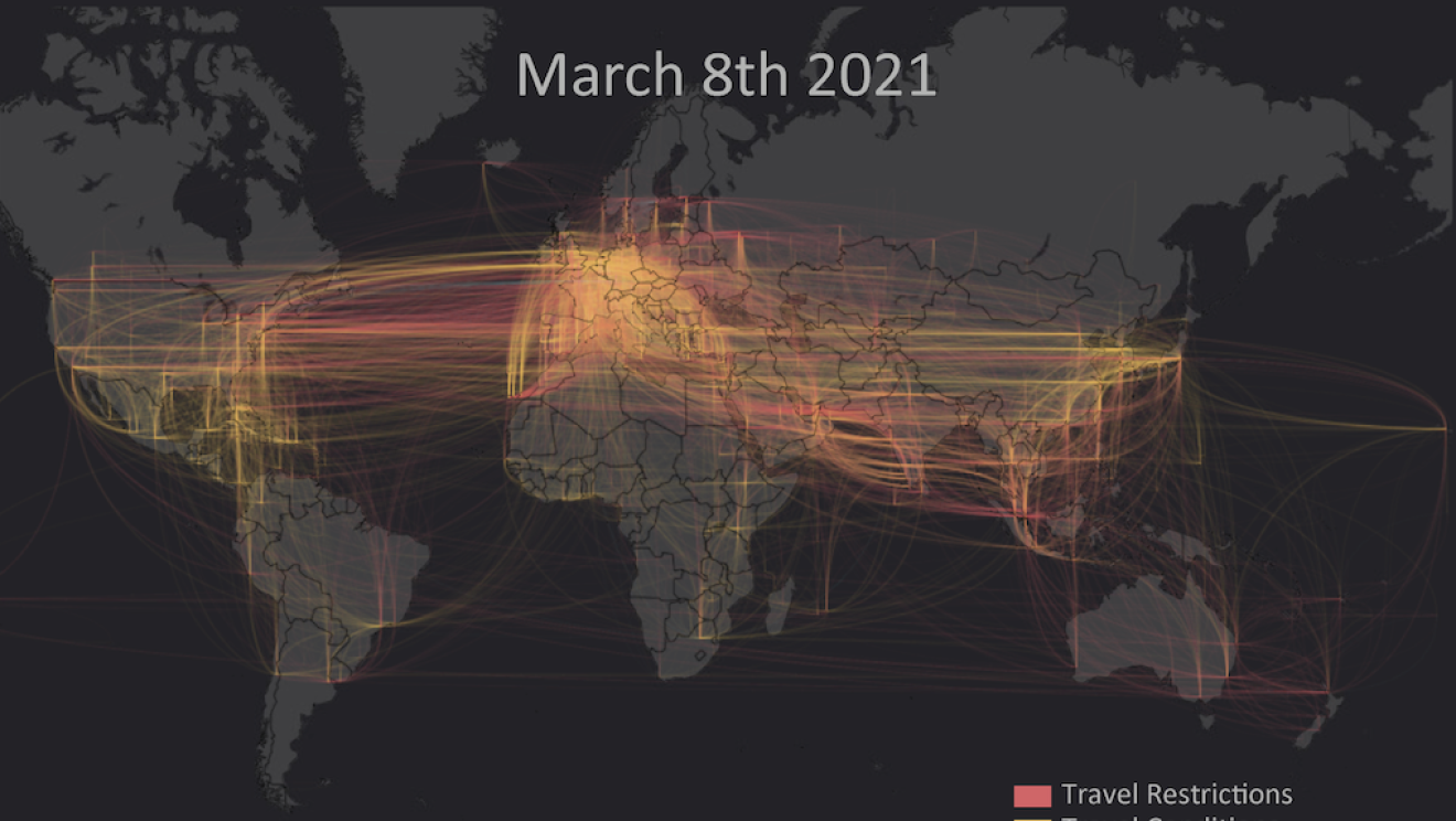 IOM data visualisation of COVID-19 impact on international flights 2021
