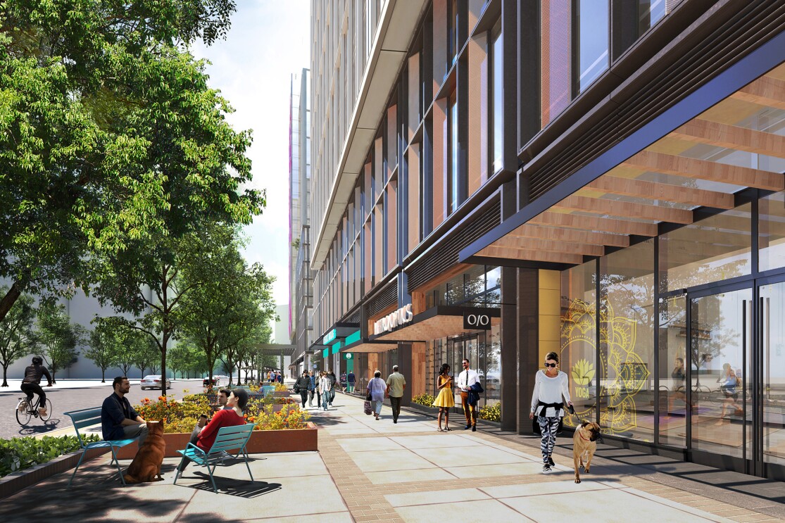 Rendering of new Amazon headquarter location in Arlington, Virginia.