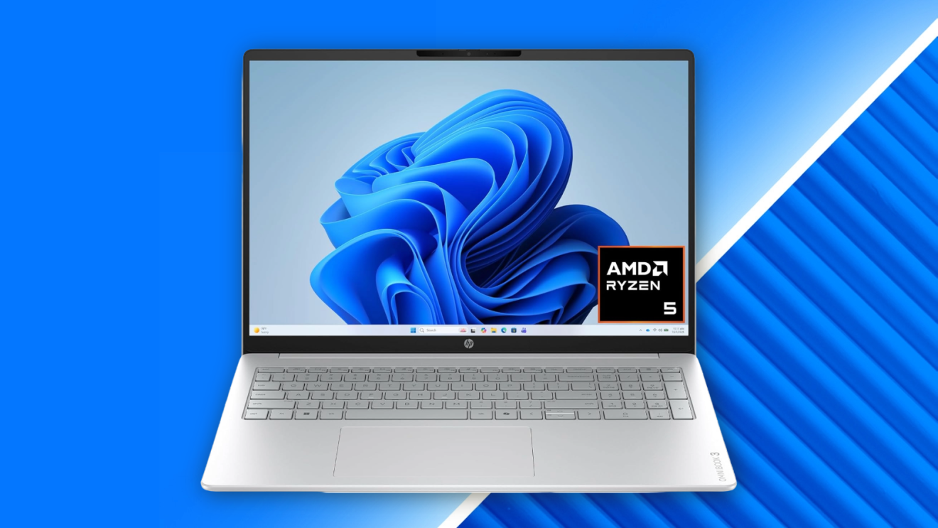 Silver HP laptop with AMD Ryzen 5 processor and Windows 11 display for Amazon Prime Big Deal Days 2026